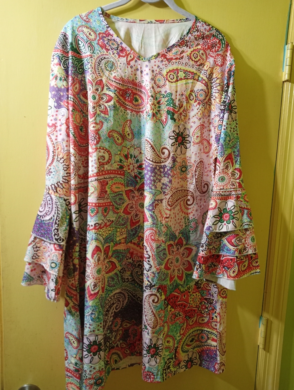 Floral Paisley Multicolor Long-Sleeve Women's Dress